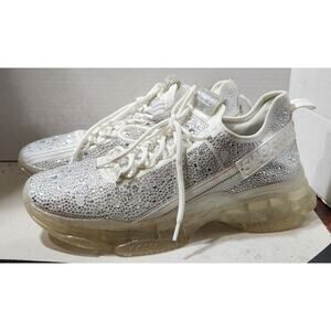Steve Madden‎ Womens Maxima-R White Bling Rhinestones Concert Sneaker Shoe Sz 12